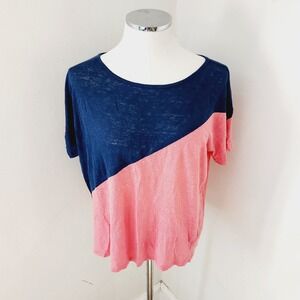 Anthropologie Bordeaux‎ 100% Linen Colorblock Blouse Women's XS